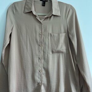 Forever 21 Men's Light Beige Button-Down Shirt